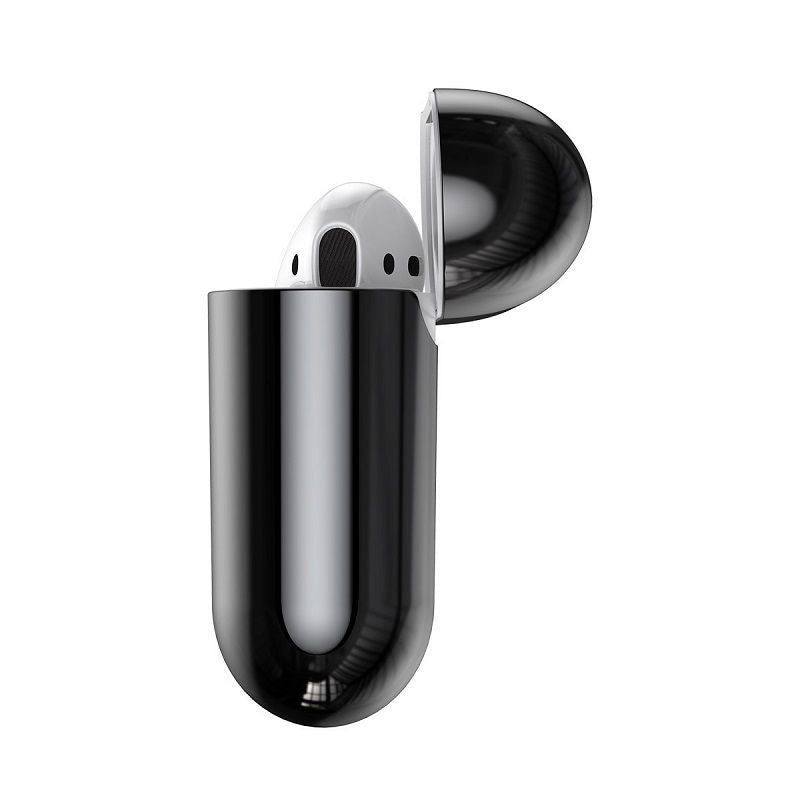 Tagakaaned Baseus  Metallic Shining Ultra-thin Silicone Protector Case with Hook for Airpods 1 / 2 Black