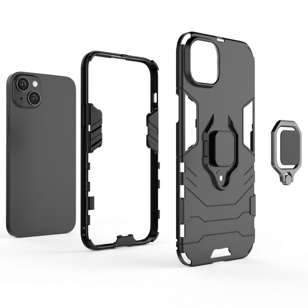 Чехол на заднюю панель Hurtel - Ring Armor case for iPhone 14 Plus armored cover magnetic holder ring black