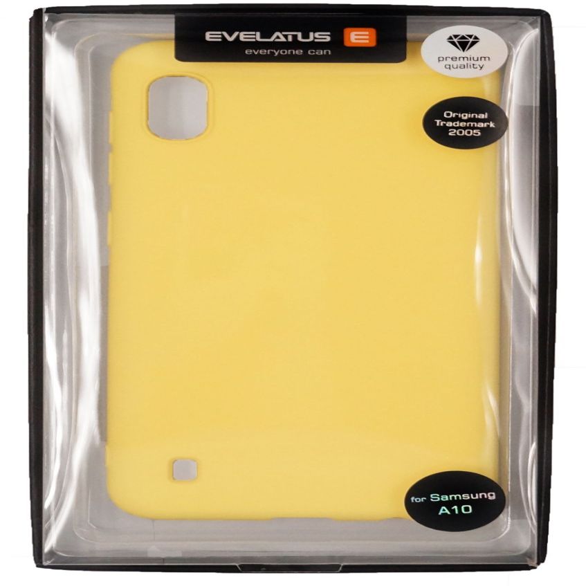 Back panel cover Evelatus Samsung Galaxy A10 Soft Touch Silicone Case with Strap Yellow