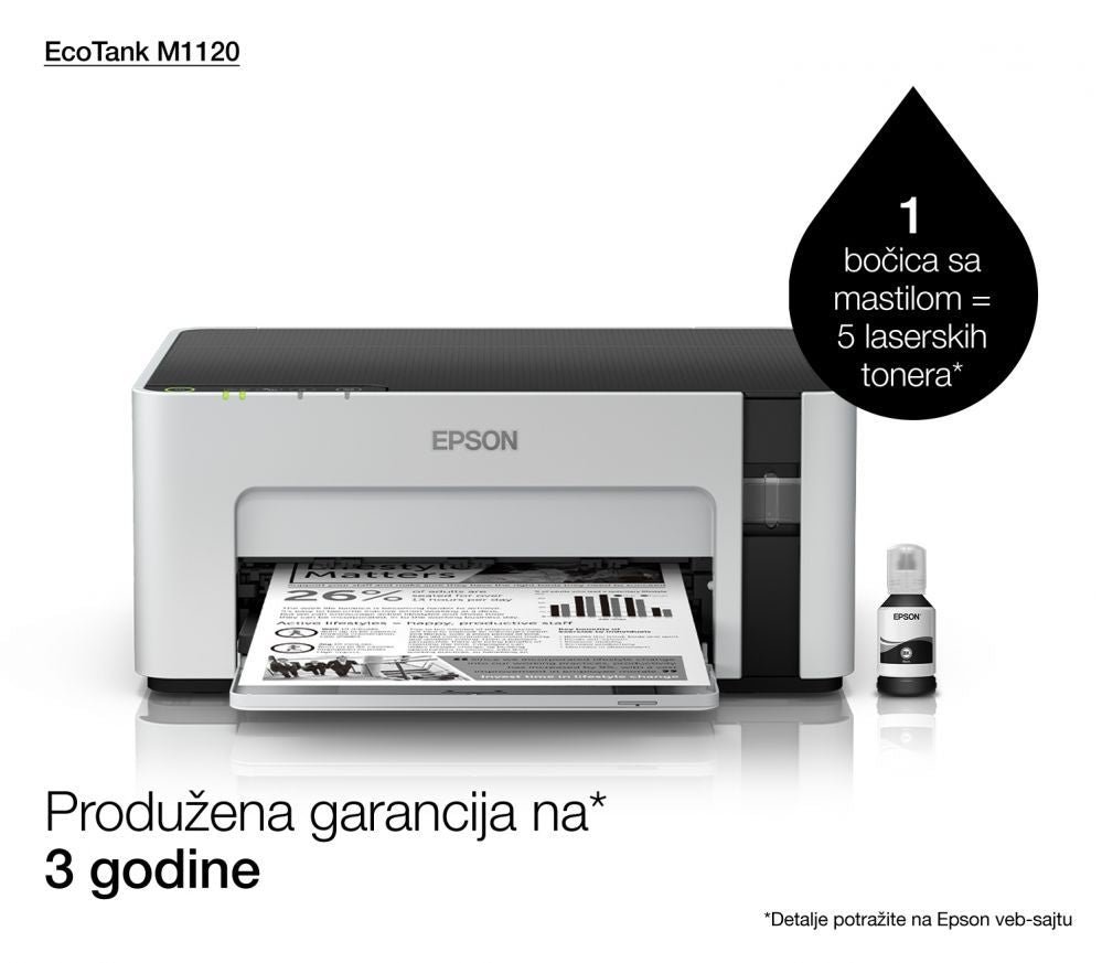 Принтер EPSON  Printer  EcoTank M1120 Mono, Inkjet, Standard, Wi-Fi, A4, Grey