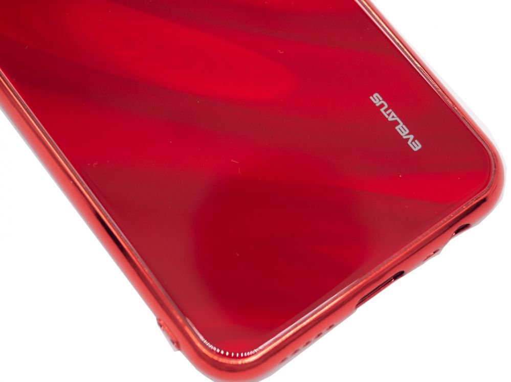 Back panel cover Evelatus Xiaomi Redmi 8 Water Ripple Full Color Electroplating Tempered Glass Case Red