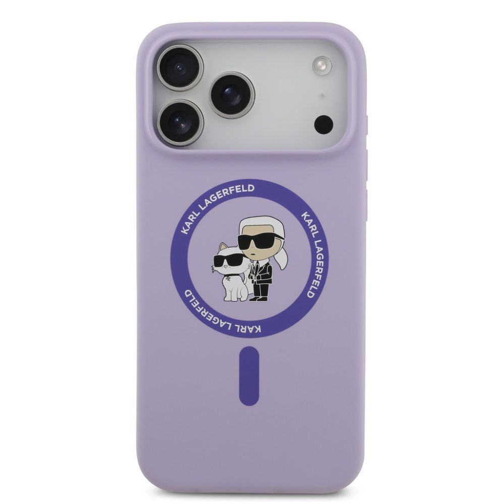 Tagakaaned Karl Lagerfeld Apple iPhone 17 Pro Max Liquid Silicone Karl and Choupette MagSafe Case Purple