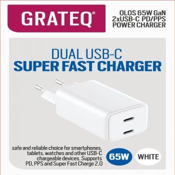 Converter GRATEQ  OLOS WALL CHARGER PD/PPS 2XUSB-C GAN 65W