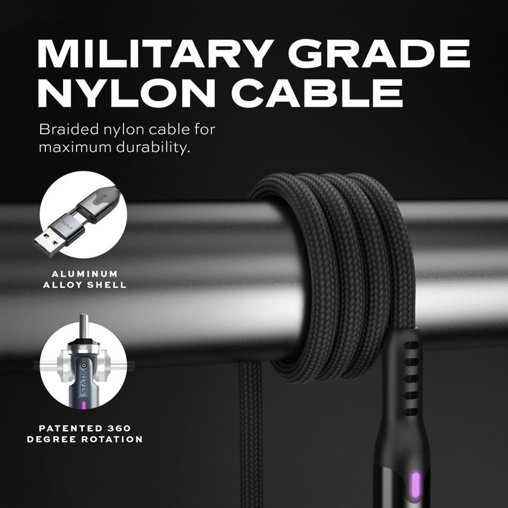 Kaabel statik  STATIK PowerPivot Pro Nylon Braided Cabel, USB-C to USB-C, 3m, Balck