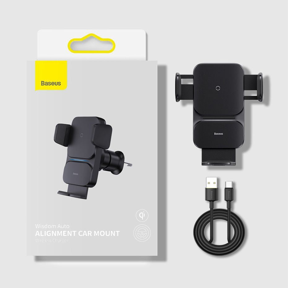 Adapter Baseus Baseus Wisdom Inductive Charger Car Phone Holder for Grille Black (CGZX000001)
