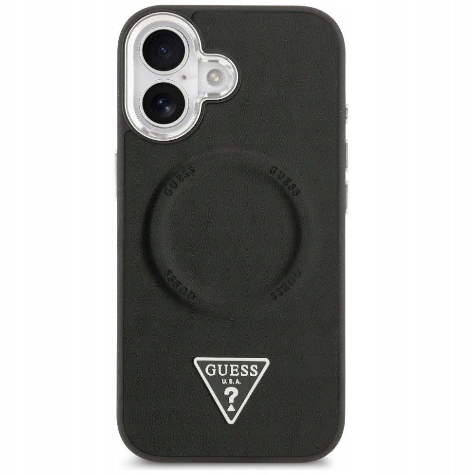 Tagakaaned Guess Apple iPhone 17 PU Leather Triangle Logo MagSafe Case Black