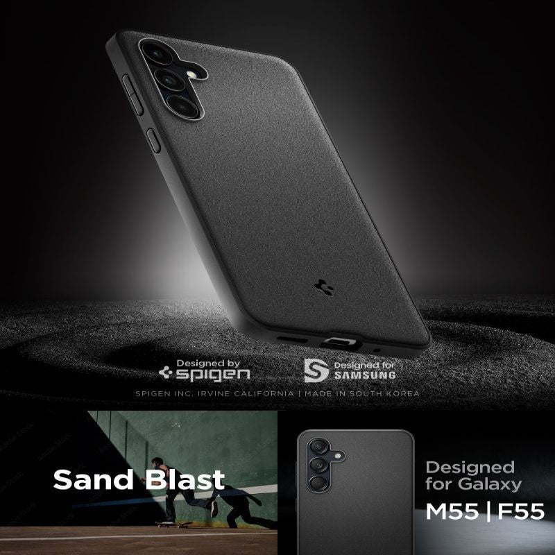 Tagakaaned Spigen - Spigen Essential SandBlast Case for Samsung Galaxy M55 5G - Matte Black