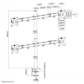 Кронштейн для телевизора NEOMOUNTS BY NEWSTAR  NEOMOUNTS BY NEWSTAR FLAT SCREEN DESK MOUNT (CLAMP/GROMMET)