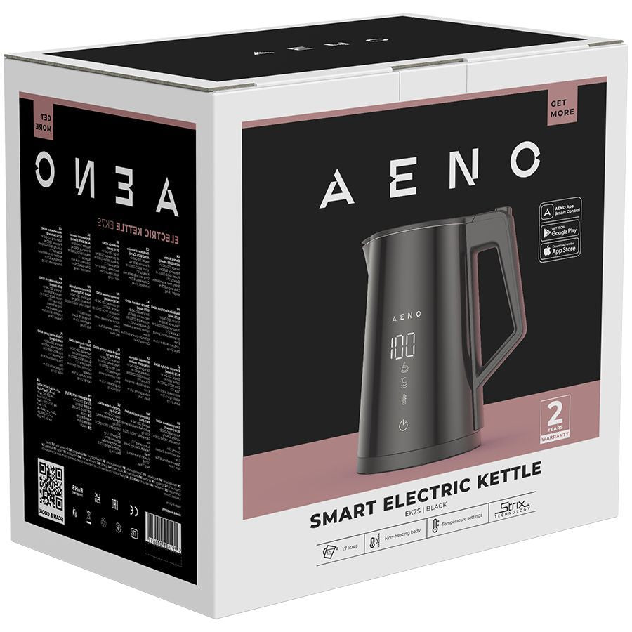 Veekeetja AENO  AENO Electric Kettle EK7S Smart: 1850-2200W, 1.7L, Strix, Double-walls, Temperature Control, Keep warm Function, Control via Wi-Fi, LED-display, Non-heating body, Auto Power Off, Dry tank Protection