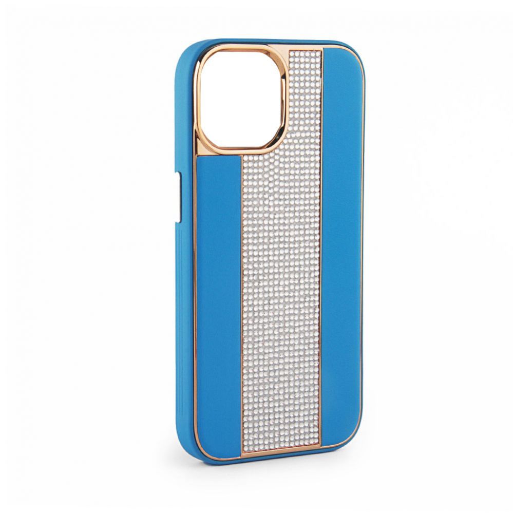 Back panel cover iLike Apple iPhone 15 Pro Diamonds and Leather Case Blue