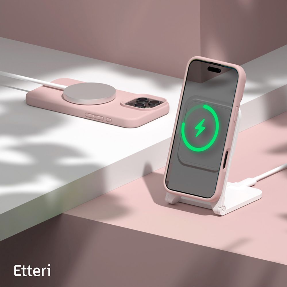 Чехол на заднюю панель etteri  Etteri Silicone Mag case for iPhone 16 Pro 6,3" light pink