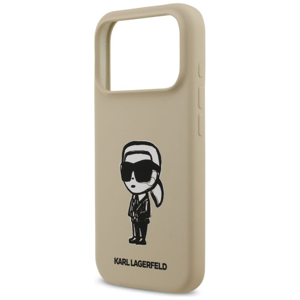 Tagakaaned Karl Lagerfeld Apple KARL LAGERFELD case for IPHONE 17 Pro compatible with MagSafe KLHMP17LSKIGROW (Silicone W/ KL Sketch & Logo) brown Brown