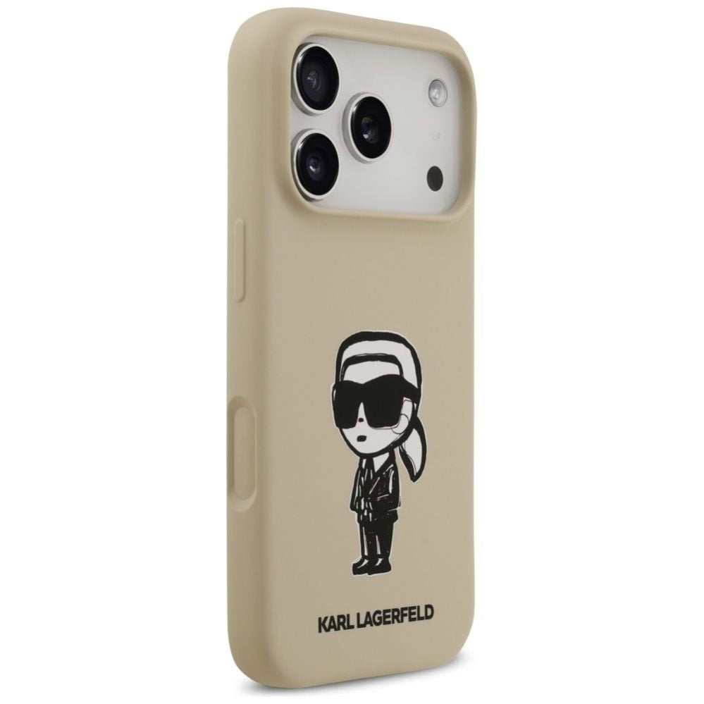 Tagakaaned Karl Lagerfeld Apple KARL LAGERFELD case for IPHONE 17 Pro compatible with MagSafe KLHMP17LSKIGROW (Silicone W/ KL Sketch & Logo) brown Brown