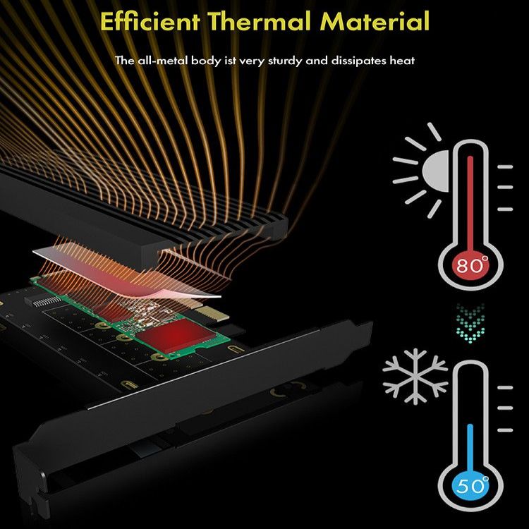Üleminek Raidsonic  Converter for 1x HDD/SSD for PCIe x4 slot IB-PCI208-HS	 Black