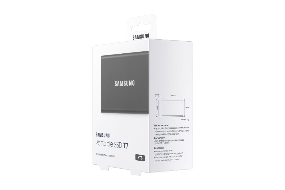 Mälupulk Samsung  Portable SSD T7 2000 GB, USB 3.2, Gray
