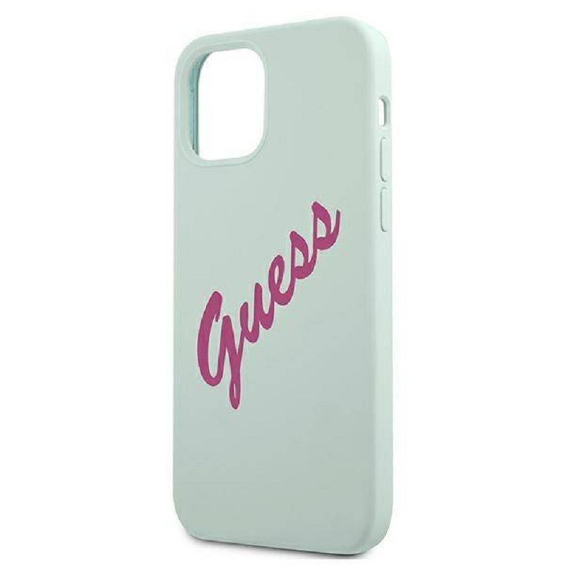 Back panel cover Guess Apple iPhone 12 Mini 5.4'' Vintage Fuschia Script Cover Blue