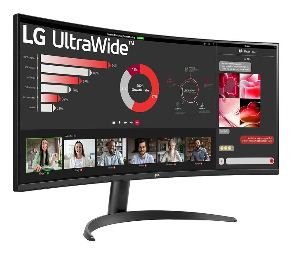 Monitorid LG  34WR50QK-B.AEU Curved UltraWide Monitor 34"/21:9, 3440x1440, HDMI, DisplayPort USB