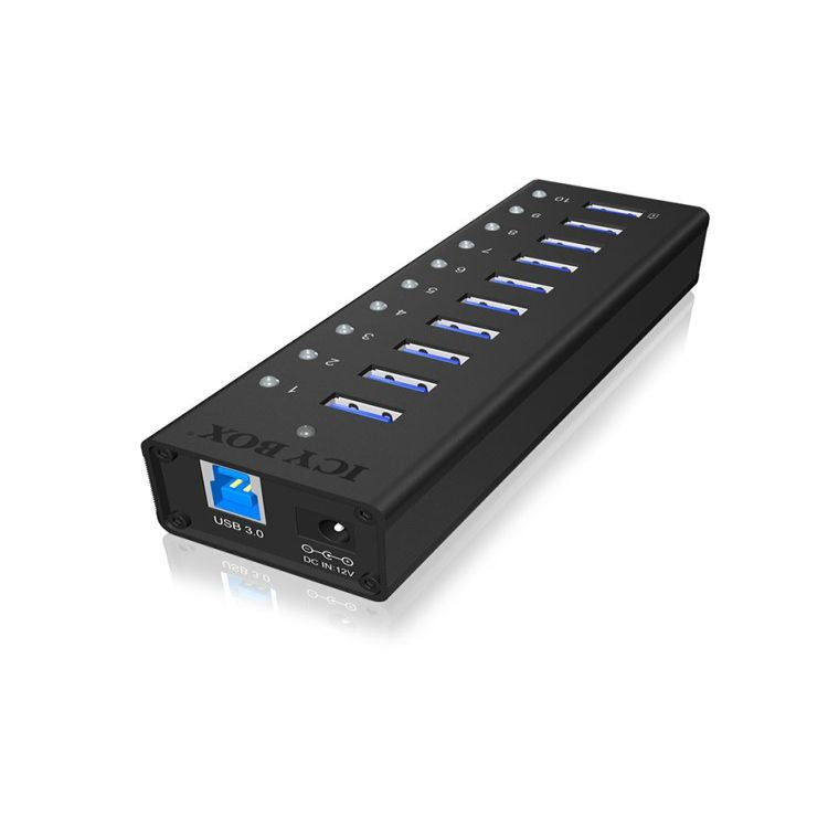 Ruuterid Raidsonic  10 port USB 3.0 Hub Icy Box IB-AC6110 Black