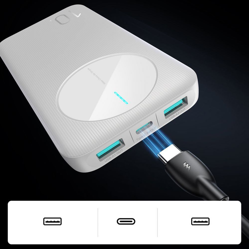 Power bank Joyroom  Powerbank Joyroom JR-PBF12 10000mAh 2.4A 2x USB-A 1x USB-C - white