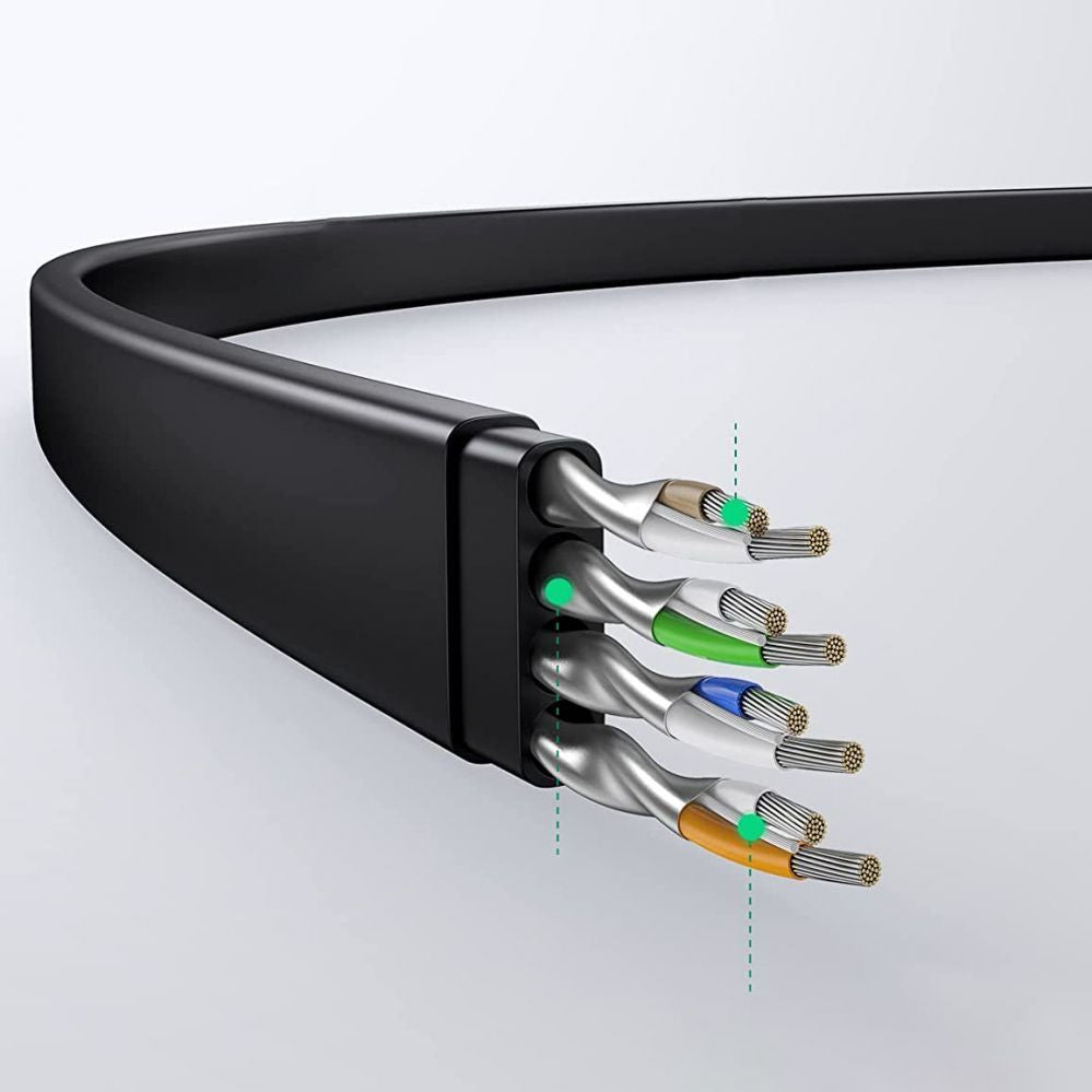 Cable Ugreen  Ugreen NW102 50177 Flat LAN Ethernet Cat. 6 Network Cable 8m - Black