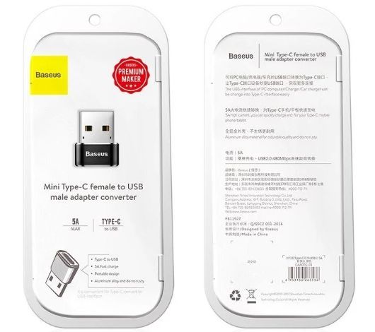 Adapter Baseus  Baseus adapter from USB Type-C to USB Black
