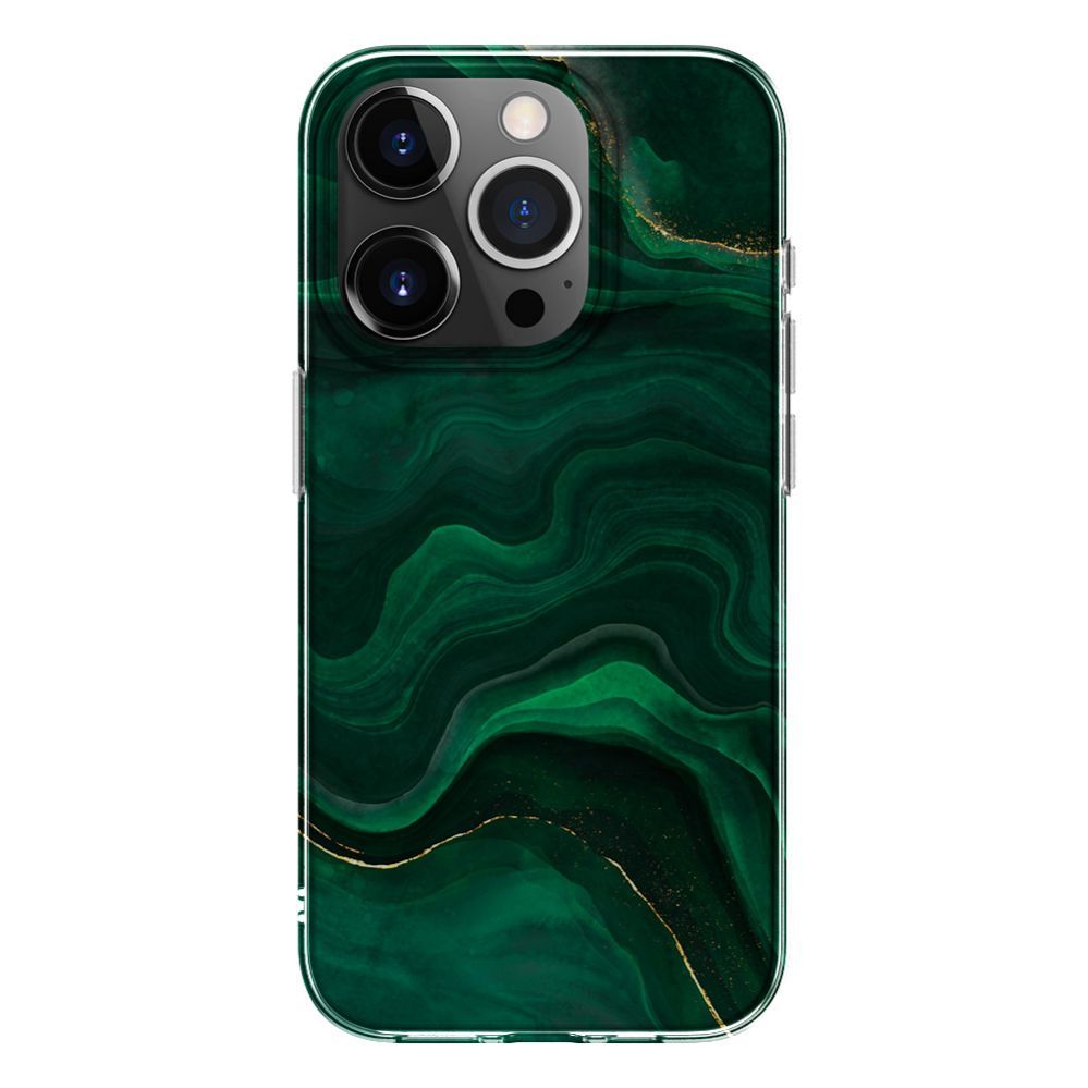 Back panel cover Evelatus Apple iPhone 15 Pro PC Customized Print Design Marble Green