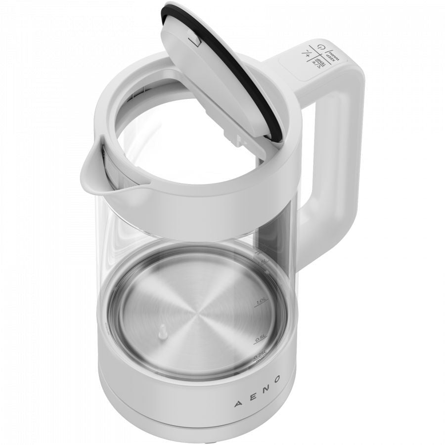 Veekeetja AENO  Electric Kettle, white, 220-240V, 1850-2200W, 1.7L, Keep warm 30 min, 40,60,80,90,100, console in Handle