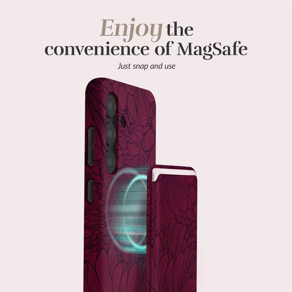 Back panel cover Mio  MIO Berry Blooms Magsafe Case Compatible Card Holder