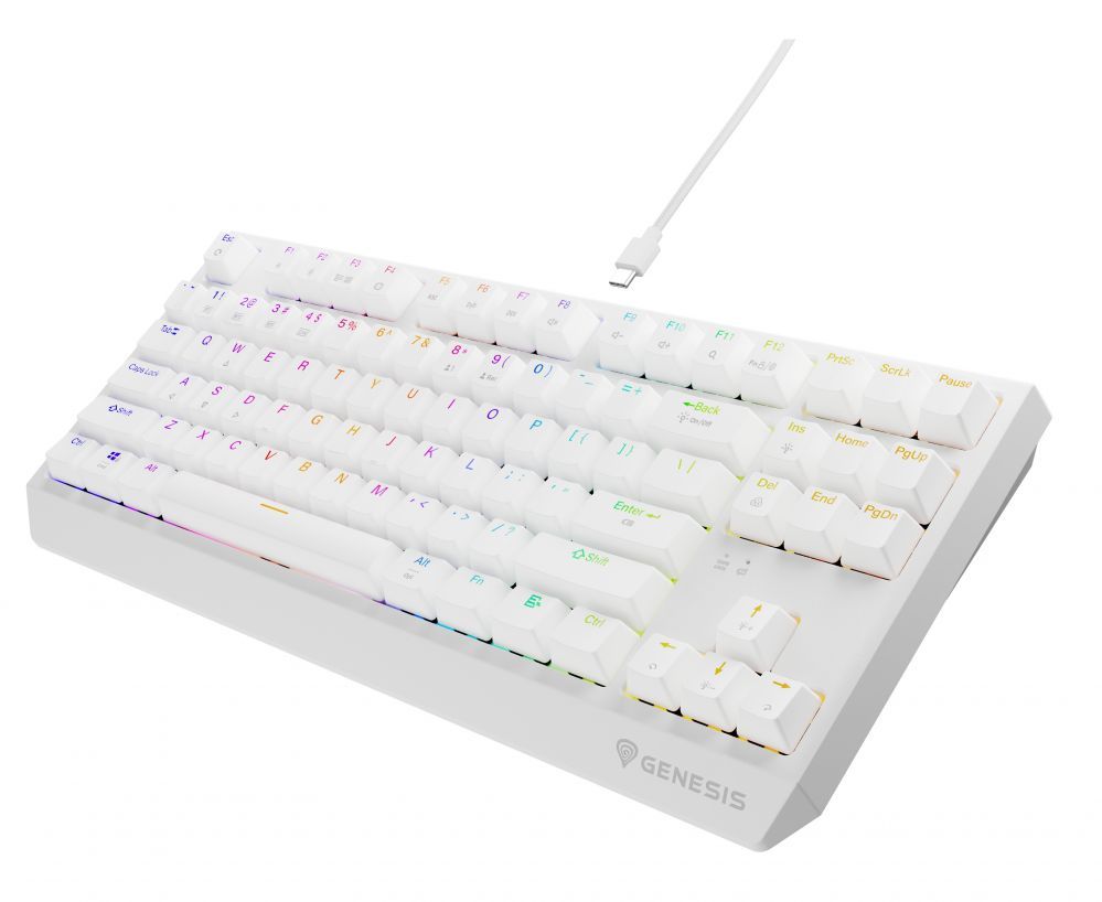 Компьютерная клавиатура Genesis  THOR 230 | Mechanical Gaming Keyboard | Wireless | US | White | 2.4 GHz, Bluetooth, USB | Outemu Red
