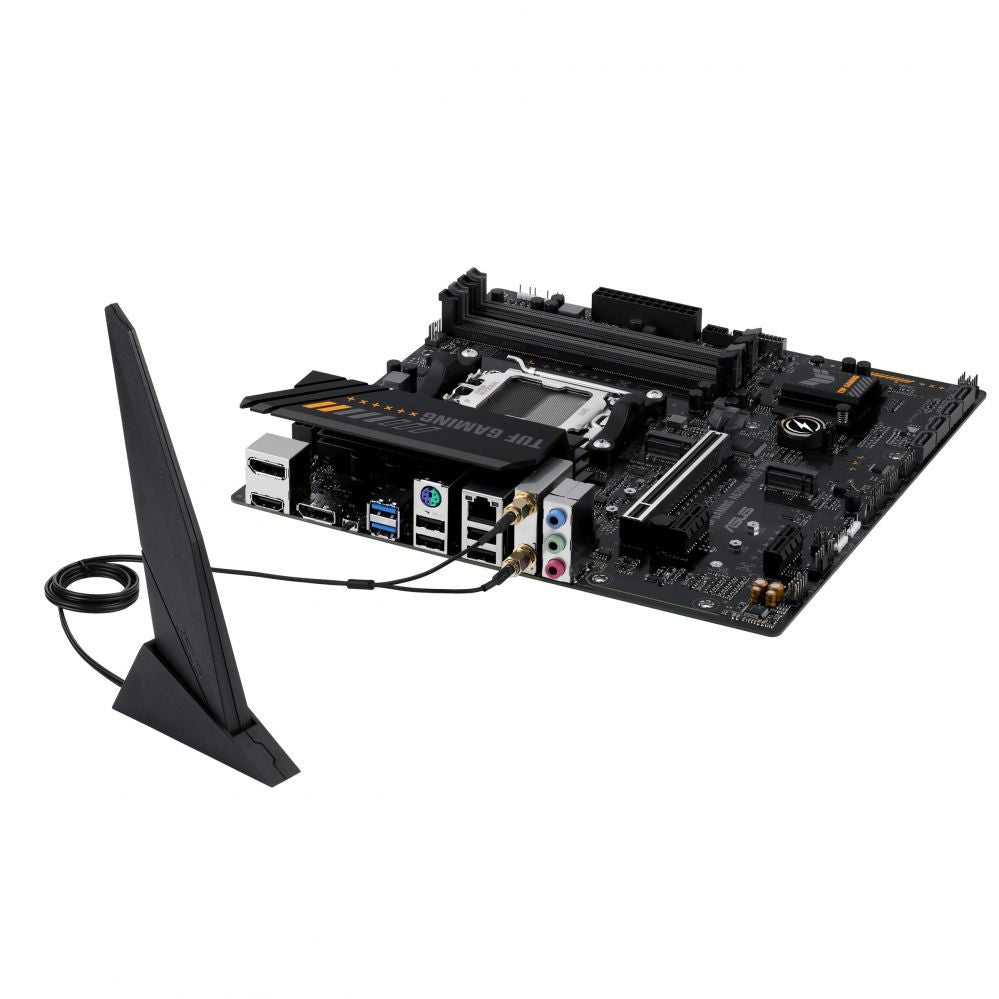 Материнская плата для процессоров Intel Asus  TUF GAMING A620M-PLUS WIFI Processor family AMD, Processor socket AM5, DDR5 DIMM, Memory slots 4, Supported hard disk drive interfaces 	SATA, M.2, Number of SATA connectors 4, Chipset AMD A620,  Micro-ATX