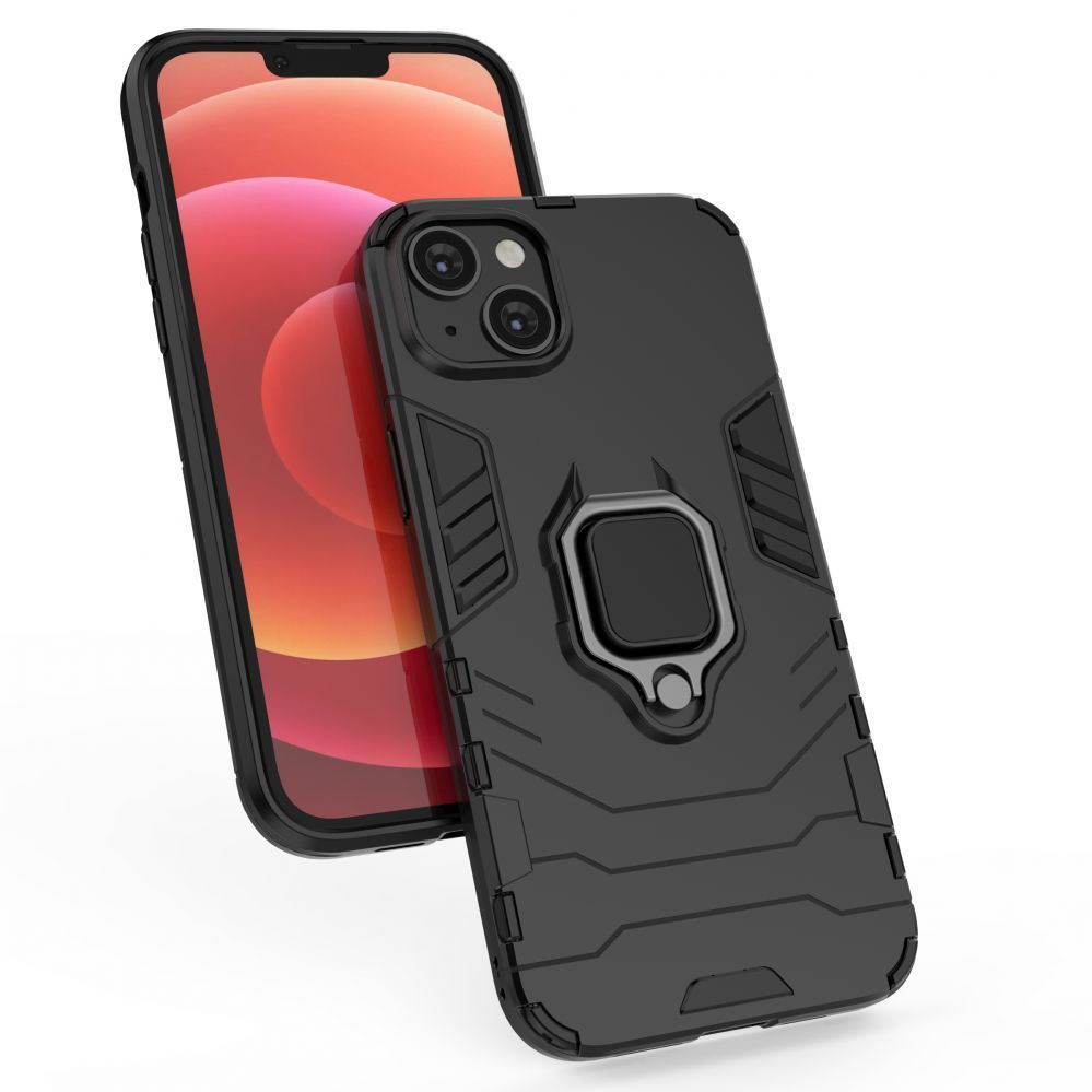 Чехол на заднюю панель Hurtel - Ring Armor case for iPhone 14 Plus armored cover magnetic holder ring black