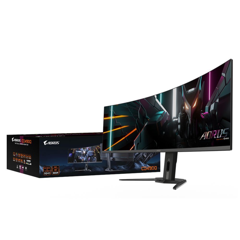 Monitor Gigabyte  Gaming Monitor 49" OLED AORUS CO49DQ EK1, 5120x1440 DQHD, 3 ms, 250 cd/m2 (TYP), HDMI ports quantity 2, 144 Hz, Black