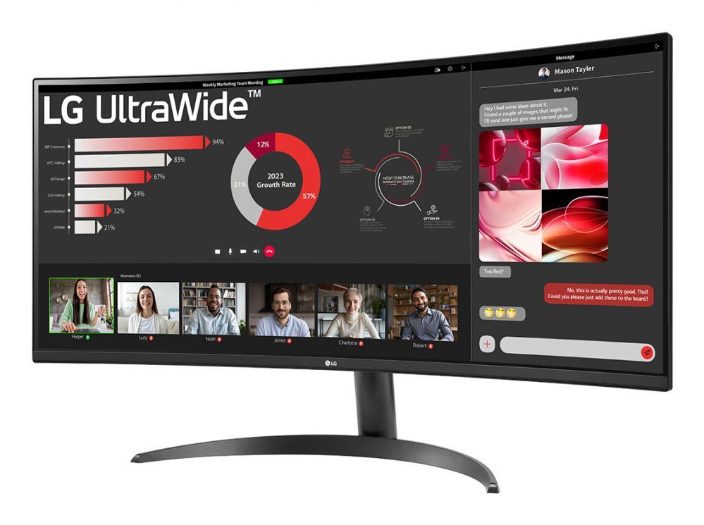 Monitorid LG  34WR50QK-B.AEU Curved UltraWide Monitor 34"/21:9, 3440x1440, HDMI, DisplayPort USB
