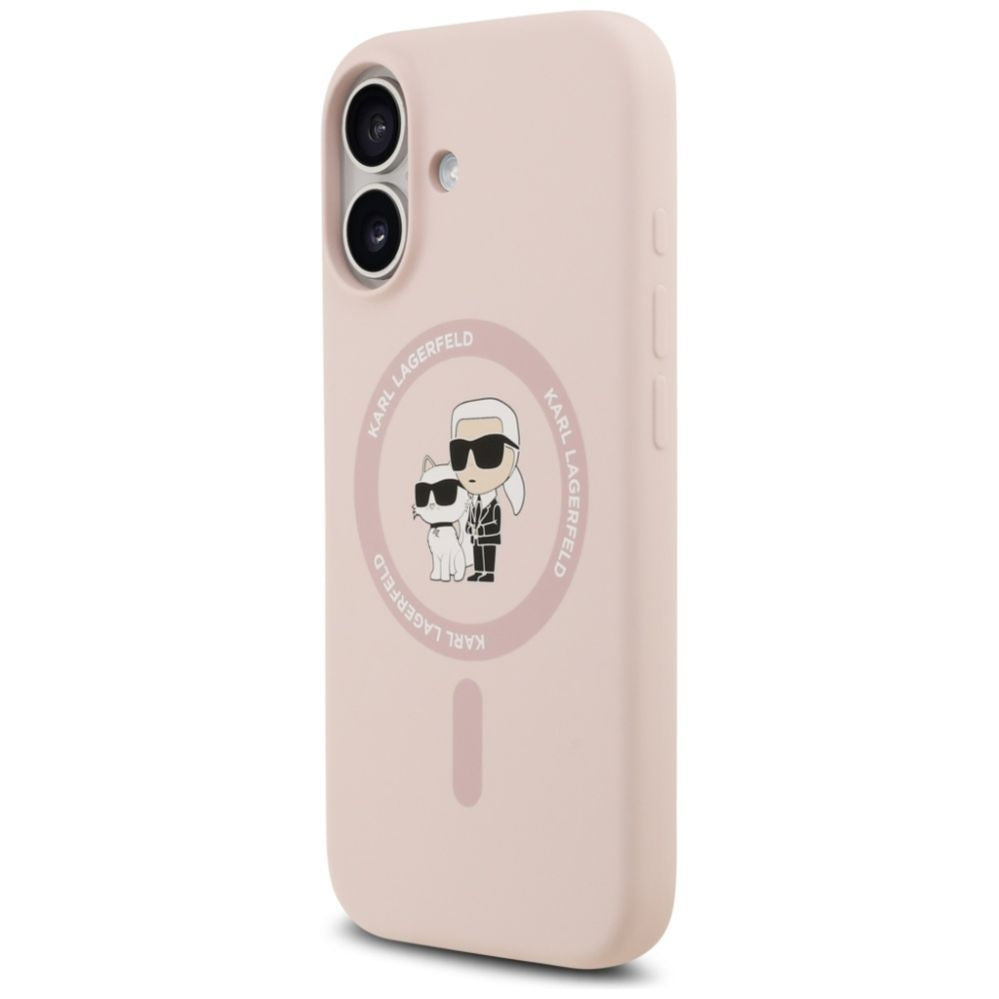 Tagakaaned Karl Lagerfeld Apple iPhone 17 Liquid Silicone Karl and Choupette MagSafe Case Pink