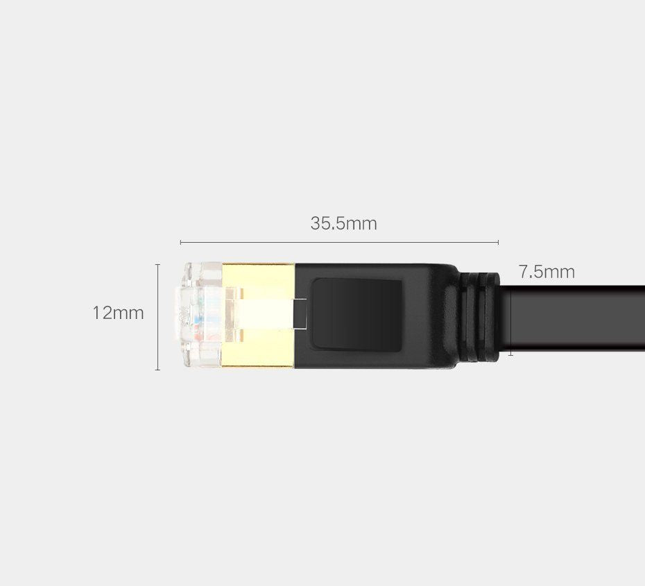 Kaabel Ugreen  Ugreen Flat Cable Internet Network Cable Ethernet Patchcord RJ45 Cat 7 STP LAN 10 Gbps 10m Black (NW106 11265)