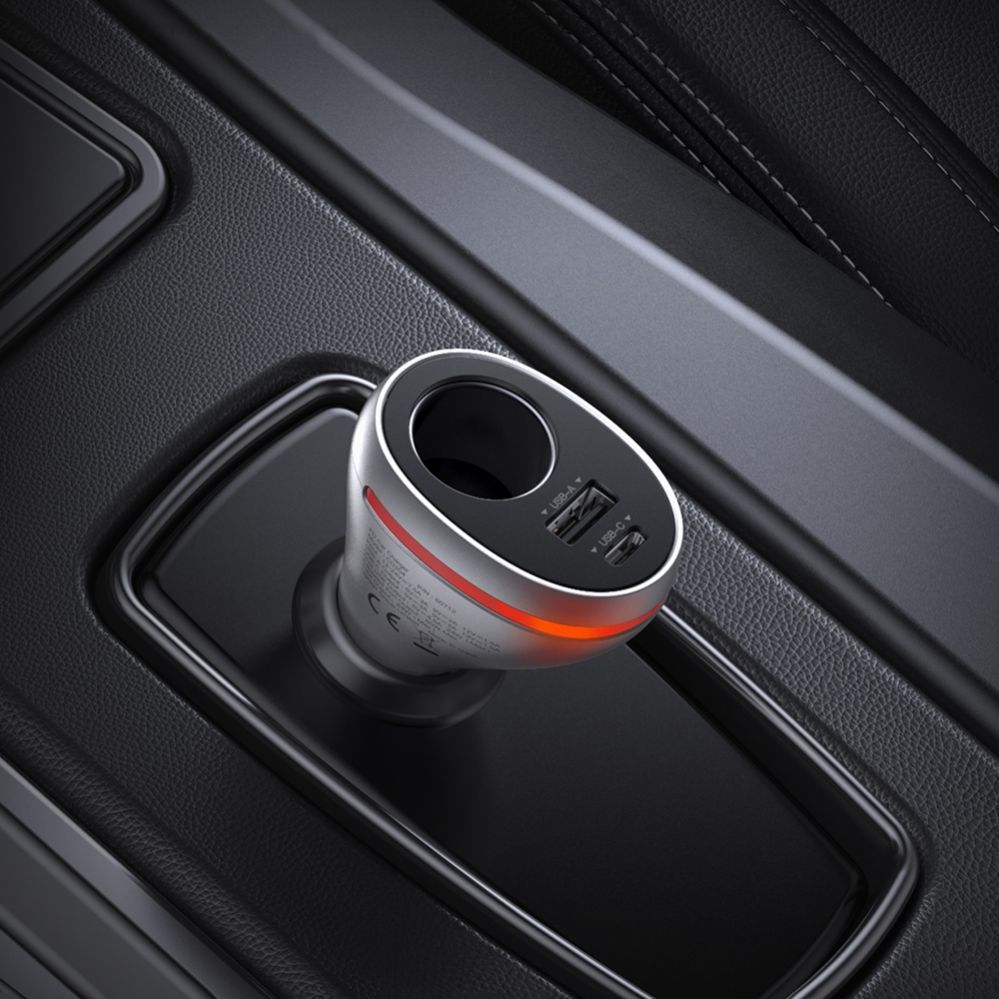 Авто зарядка Ugreen  USB Type C / USB QC PD 24W car charger with 12V cigarette lighter socket silver (CD204)
