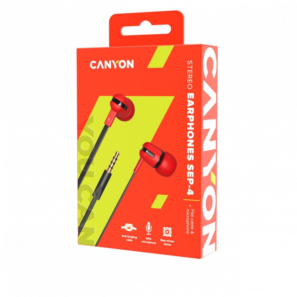 Kõrvaklapid Canyon  SEP-4 Stereo earphone with microphone 3.5 mm Red
