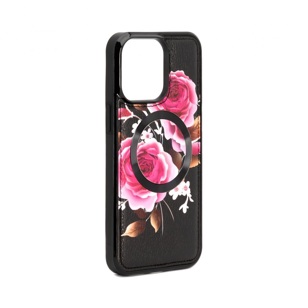 Tagakaaned Evelatus Apple iPhone 14 Pro Leather Case Zipper Design Flower Black