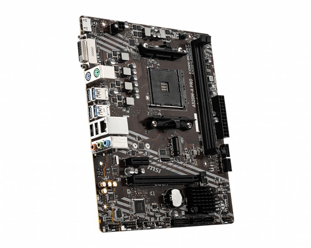 Материнская плата для процессоров Intel MSI  A520M-A PRO Processor family AMD, Processor socket AM4, DDR4, Memory slots 2, Chipset AMD A, Micro ATX