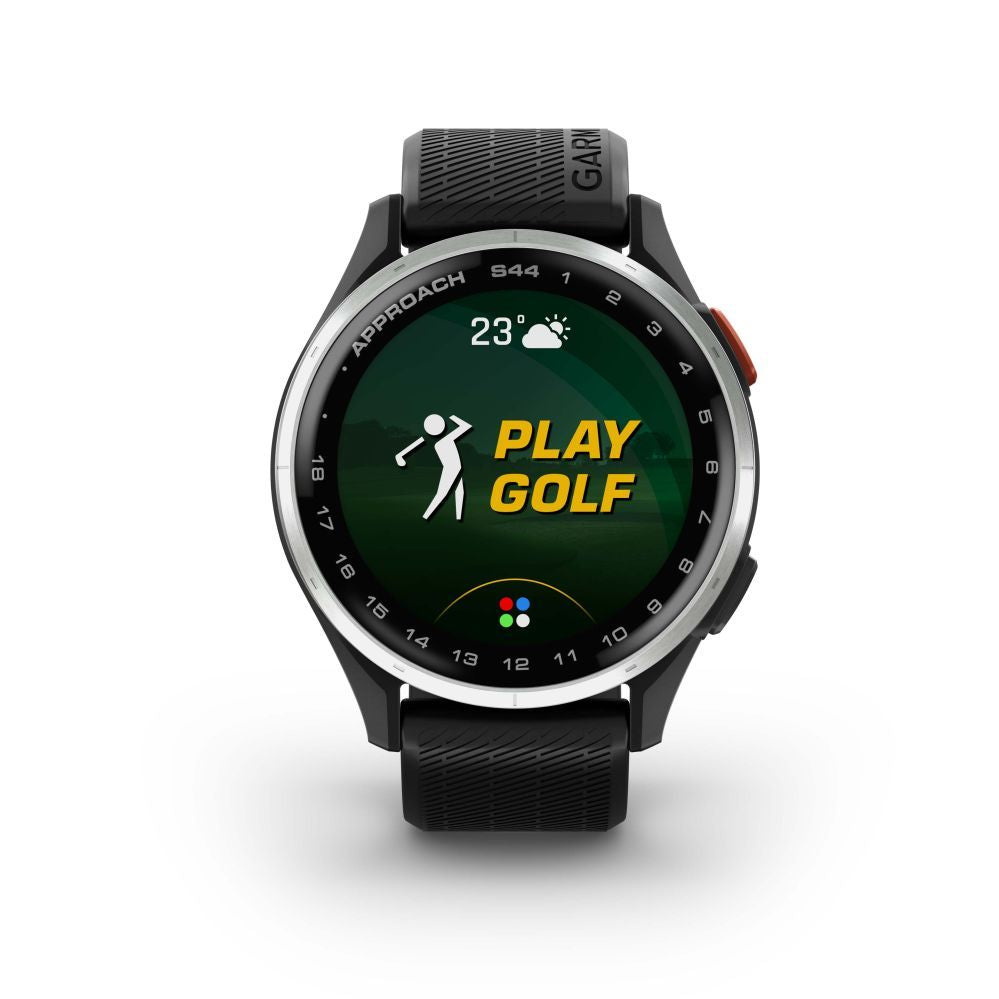 Nutikell Garmin  Approach S44 Silver Aluminium Bezel with Black Silicone Band