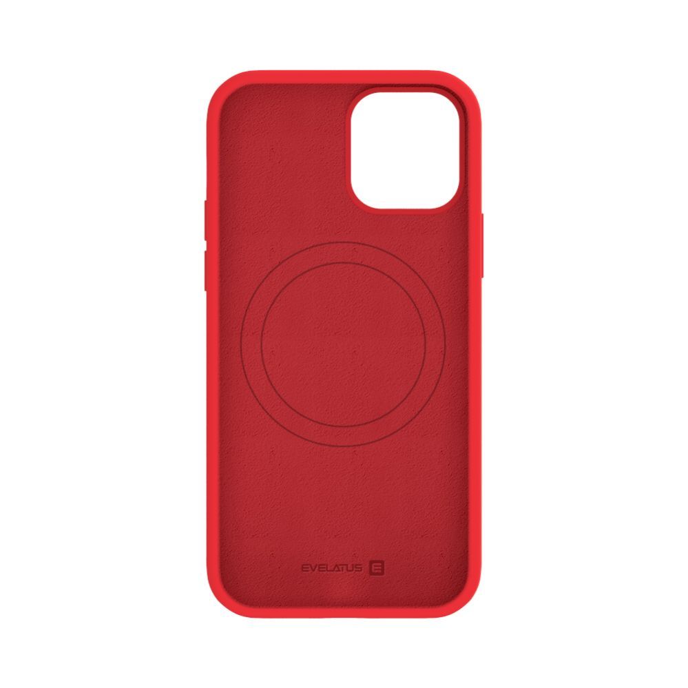 Back panel cover Evelatus Apple iPhone 12 / 12 Pro Premium Magsafe Soft Touch Silicone Case Red