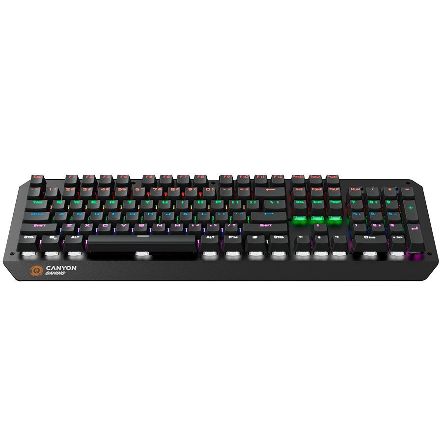 Arvuti klaviatuur Canyon  CANYON Hazard GK-6, Wired multimedia gaming keyboard with lighting effect, 108pcs rainbow LED, Numbers 104keys, RU+EN double injection layout, cable length 1.8M, 450.5*163.7*42mm, 0.90kg, color black