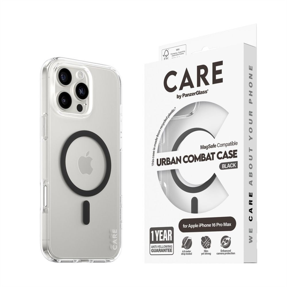 Tagakaaned PanzerGlass  CARE Flagship case with Black MagSafe iPhone 16 Pro Max, Transparent