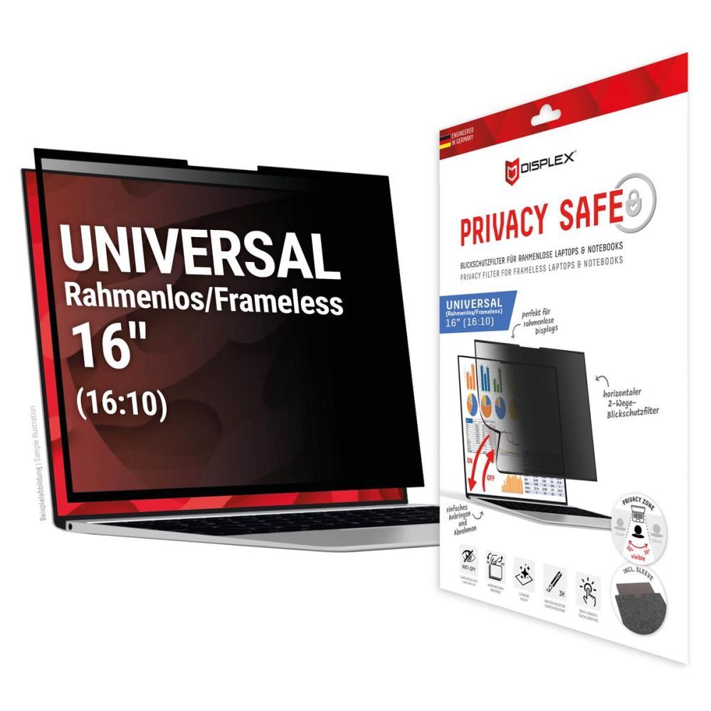 Защитное стекло displex  DISPLEX Privacy Safe Uni (Frameless) 16", 16:10
