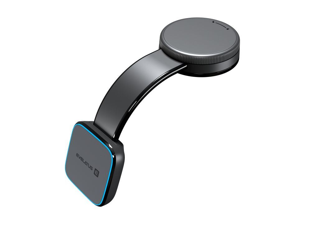 Autolaadijad Evelatus  MagSafe Qi wireless charging magnetic bendable 360 Swivel suction cup mount (for Car dashboard/Car windscreen) Black