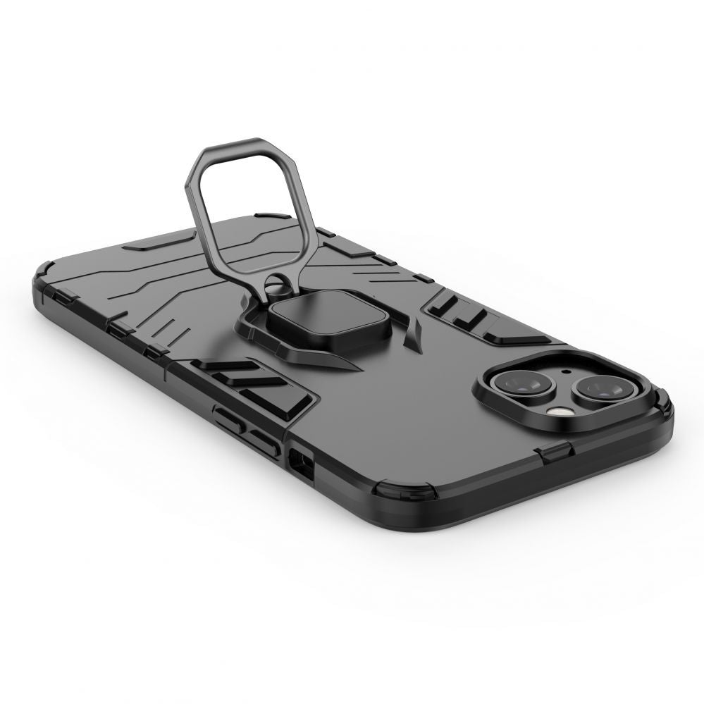 Чехол на заднюю панель Hurtel - Ring Armor case for iPhone 14 Plus armored cover magnetic holder ring black