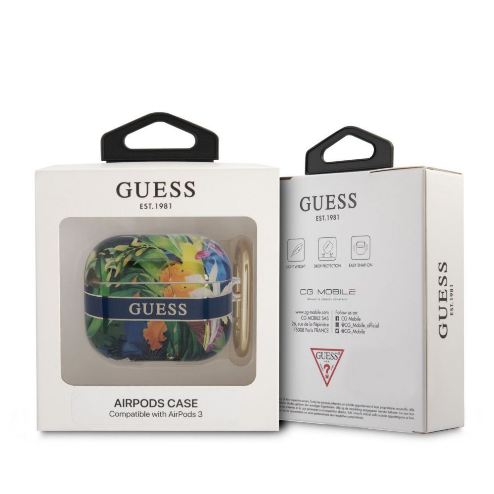 Чехол для наушников Guess Apple Airpods 3 TPU Flower Print Case Blue