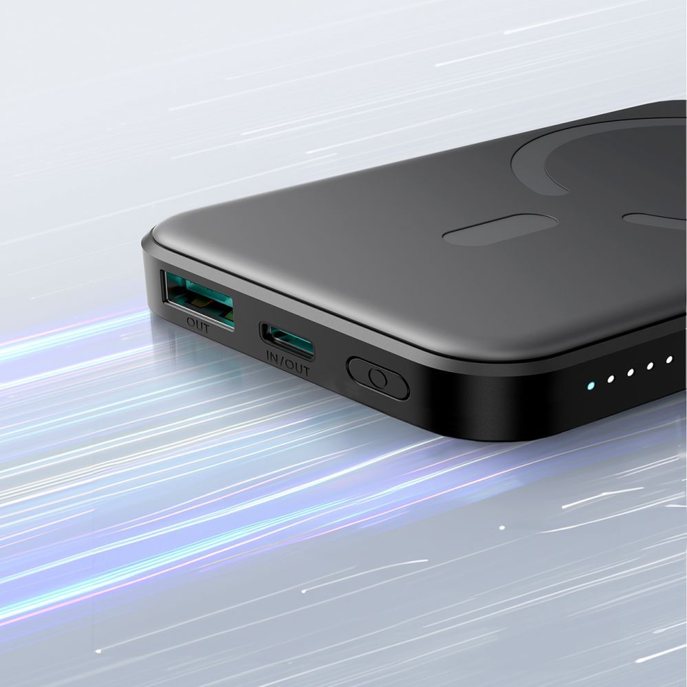 Внешний аккумулятор Joyroom  Powerbank Joyroom JR-W020 Mini 5000mAh USB-A USB-C inductive 20W - black + USB-C / USB-C cable
