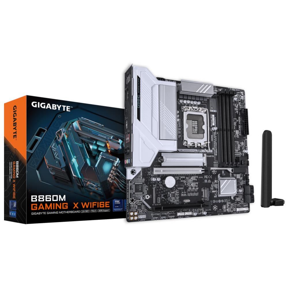 Intel protsessori emaplaat Gigabyte  Mainboard||Intel B860 Express|LGA1851|Micro-ATX|Memory DDR5|Memory slots 4|2xPCI-Express 16x|2xM.2|1xHDMI|1xDisplayPort|1xAudio-In|1xAudio-Out|1xMicrophone|5xUSB 2.0|3xUSB 3.2|1xUSB-C|1xRJ45|B860MGAMINGXWIFI6E1.0