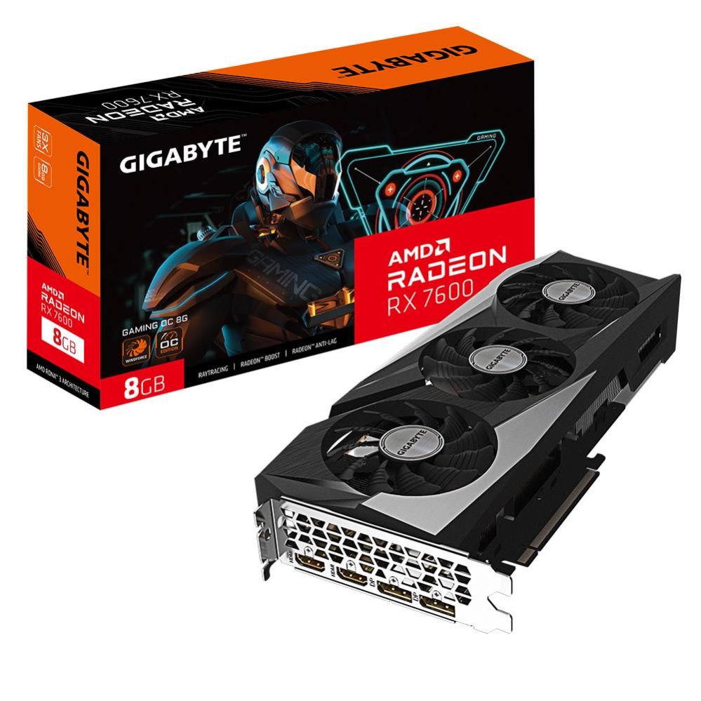 Graafikakaart / ideokaardid Gigabyte  Graphics Card||AMD Radeon RX 7600|8 GB|GDDR6|128 bit|PCIE 4.0 16x|2xHDMI|2xDisplayPort|GV-R76GAMINGOC-8GD1.1